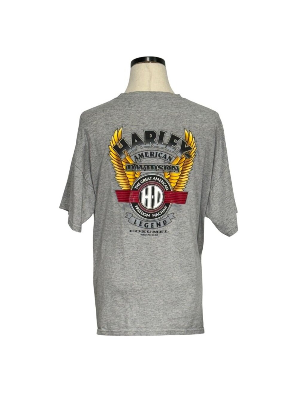 Harley Davidson Cozumel Mexico Gray Graphic T-Shirt XL M&O Knits Heavyweight
